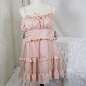Wild Fable Pink Tiered Mini Dress Strappy Size Large( BRAND NEW) (B18)
